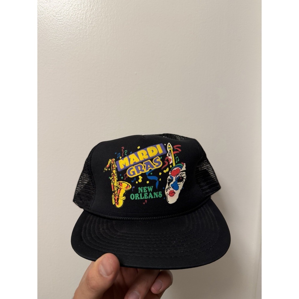 NWOT 1980's Dead Stock Mardi Gras New Orleans Trucker Cap Cord Hat Men OSFA Adj